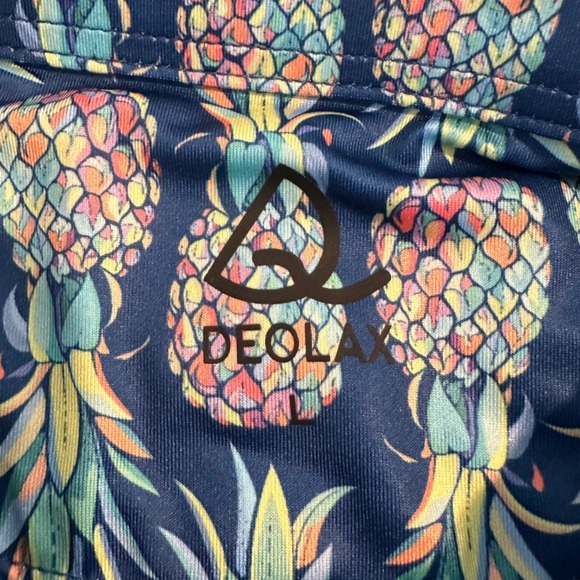 DEOLAX Men's Large Pineapple Print Golf Polo Shirt Blue Tropical Short Sleeve - Picture 3 of 11